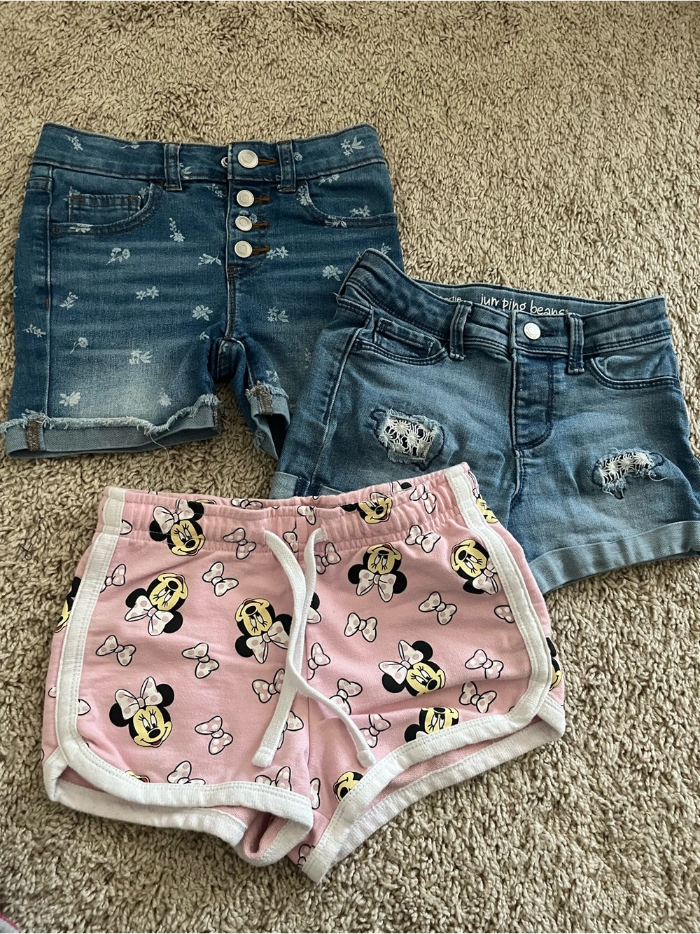 Girls Denim and Minnie Shorts Bundle - Pink Minnie & Blue Denim